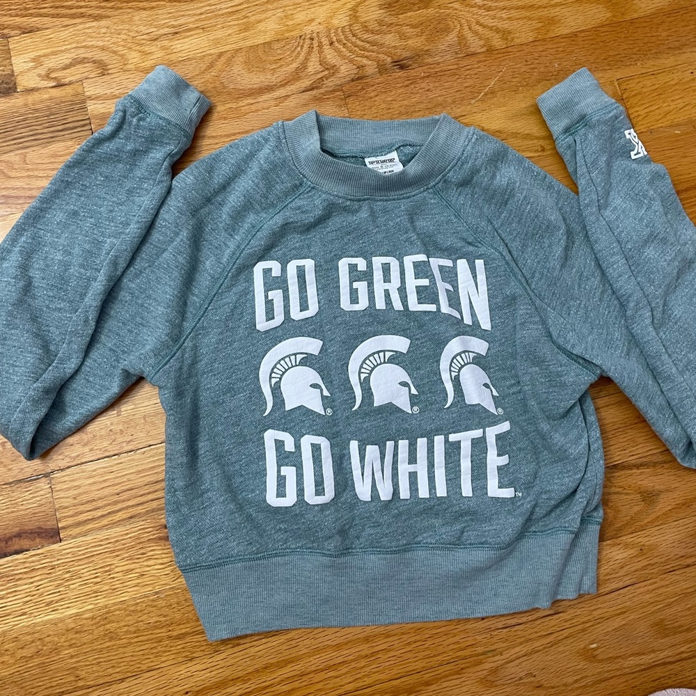 Victoria’s Secret Pink Collegiate Michigan State Cropped Crewneck Sweater XS